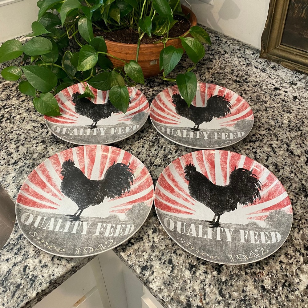 Cracker Barrel Farmhouse Rooster Dinner Plates By Susan Winget